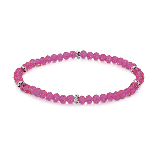 My Fun Colors - Mini Crystal Beaded Stretch Bracelet | So Many Great Colors!: Pink+Silver Accent (MC207S)