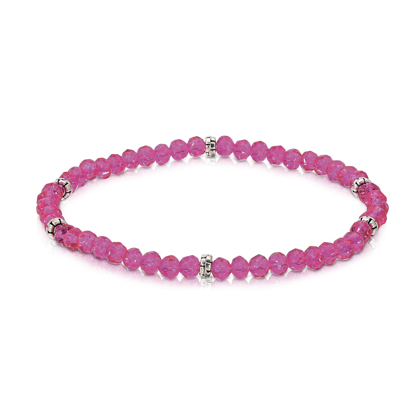 My Fun Colors - Mini Crystal Beaded Stretch Bracelet | So Many Great Colors!: Turquoise+Silver Accent (MC720S)