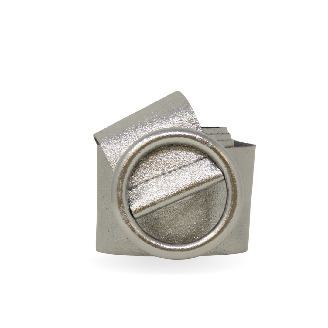 German Fuentes Handbags - CINT-06 CIRCULAR BUCKLE LEATHER BELT: Camel