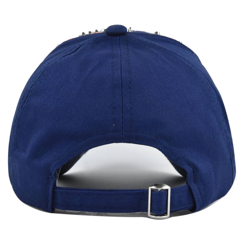 MKS America - Fourth of July hot diamond flag baseball cap: Red / M