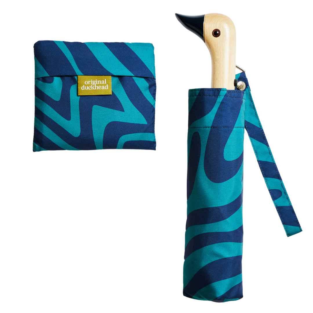 Original Duckhead US - Blue Swirl Compact Eco-Friendly Wind Resistant Umbrella