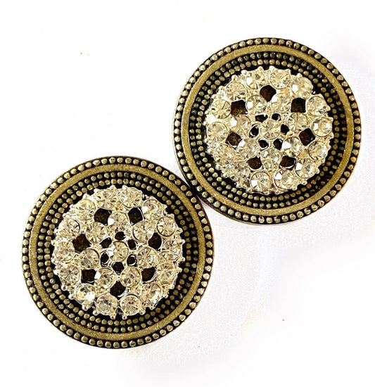MagneButton - Antique GOLD Clear Rhinestone Cluster Pin Set