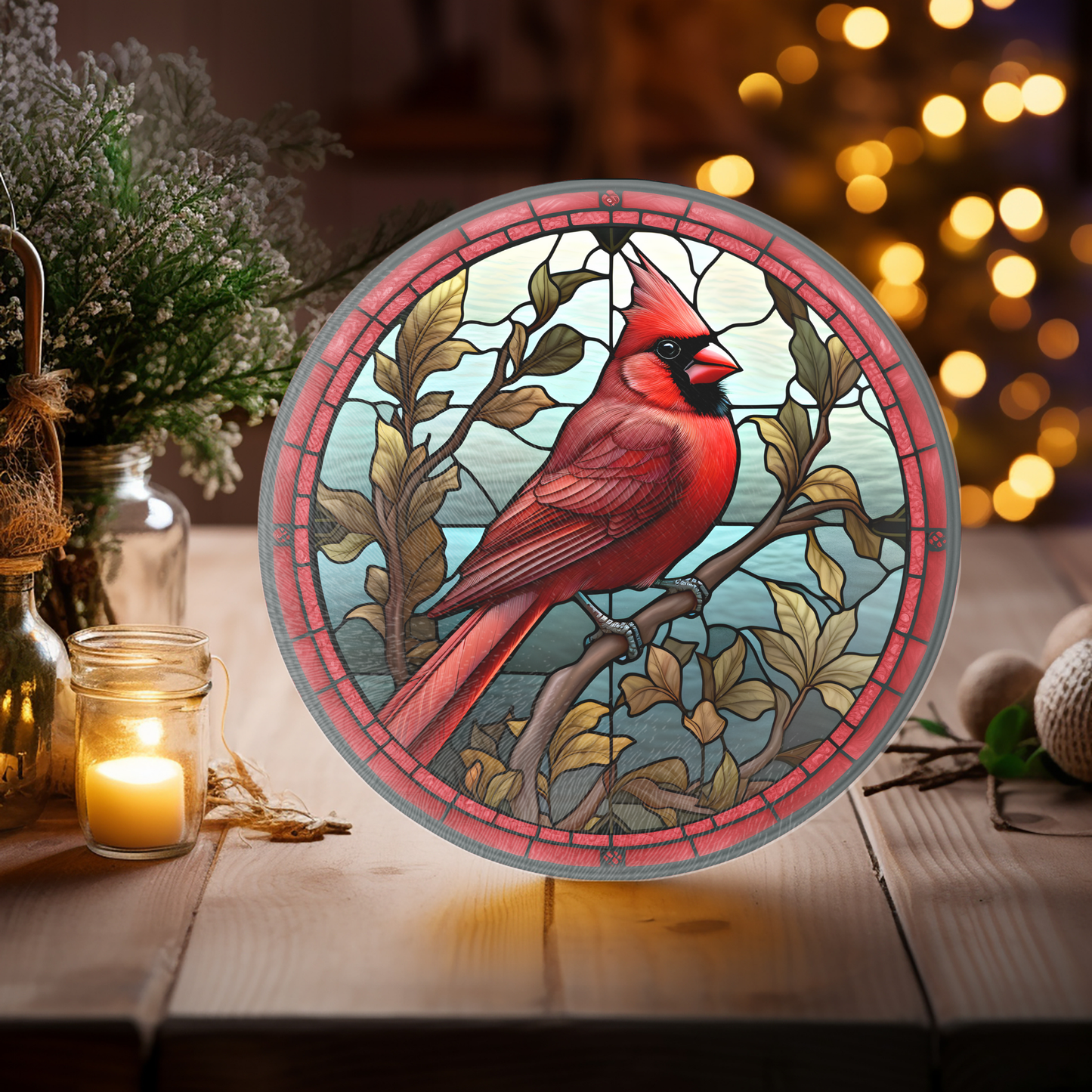 Fernville Creations - Glass Cardinals Cutting & Serving Board, Charcuterie Tray: 12 - Inch