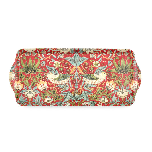 Portmeirion, Spode, Pimpernel, Nachtmann, Wrendale Designs - William Morris Strawberry Thief Sandwich Tray - Red: Melamine / Strawberry Thief Red