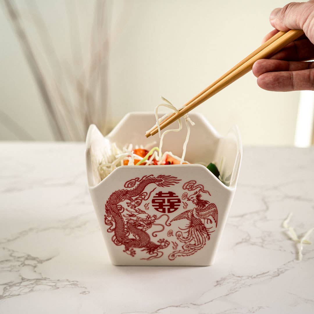 Urban Tokyo - 16oz 5"W x 4"H Takeout Box Serving Bowl With Chopsticks Phoenix (1/16)