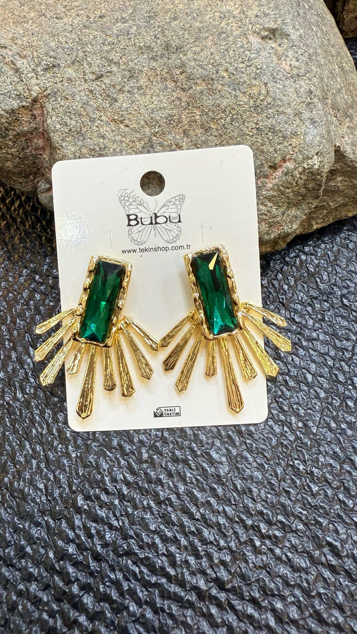 BUBU BY TEKIN SHOP - Sunburst Design EARRİNGS : Blue