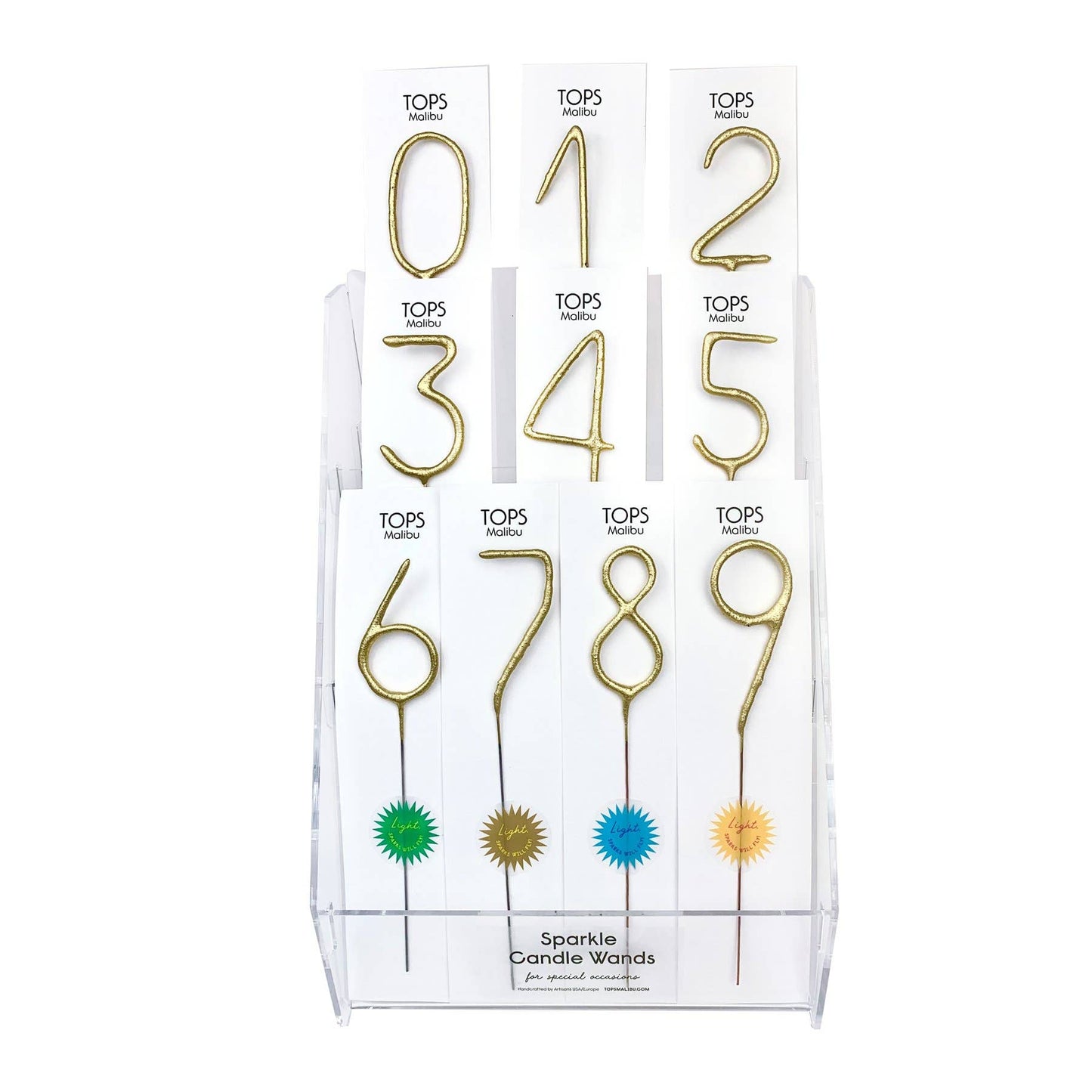 TOPS Malibu - Big 8" Gold Number Sparkler Wand Card - Singles: Big Golden Sparkler Wand Number - 8