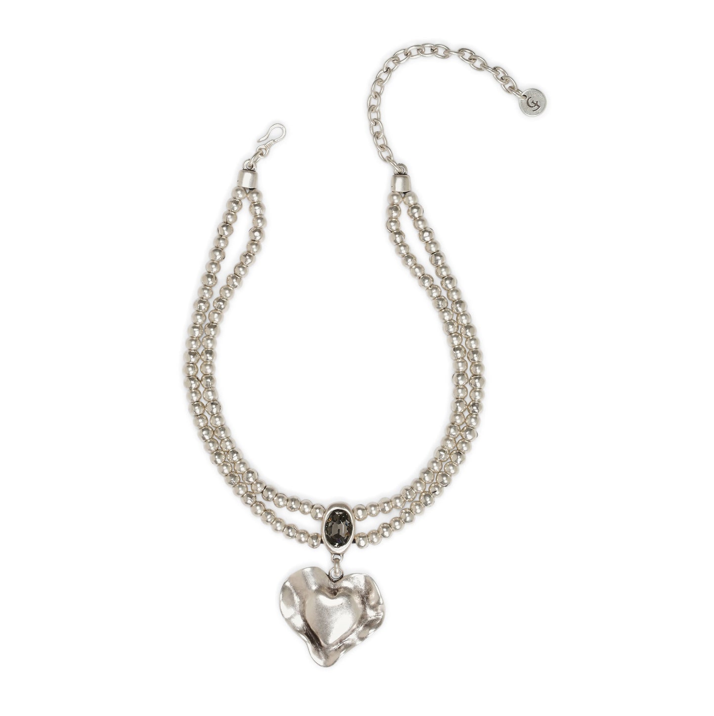 Chanour - Handmade Pewter & Crystal Necklace - NN3130