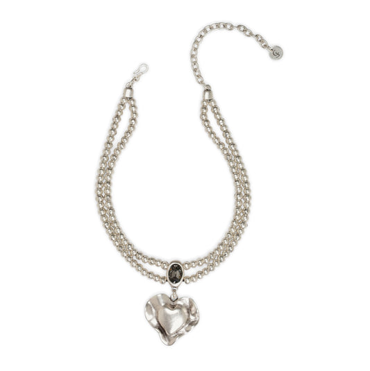 Chanour - Handmade Pewter & Crystal Necklace - NN3130