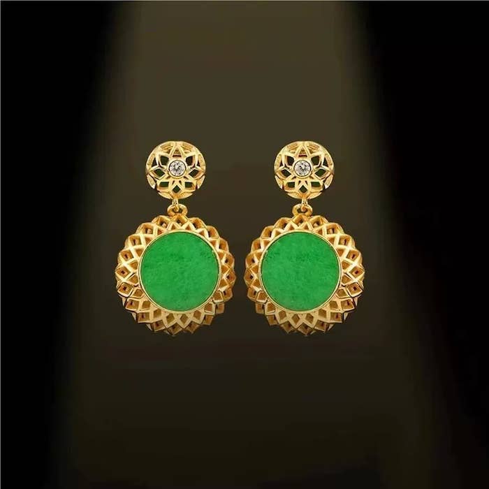 Cici’De Jewelry Amsterdam - Royal Jade Flower Framed Earrings