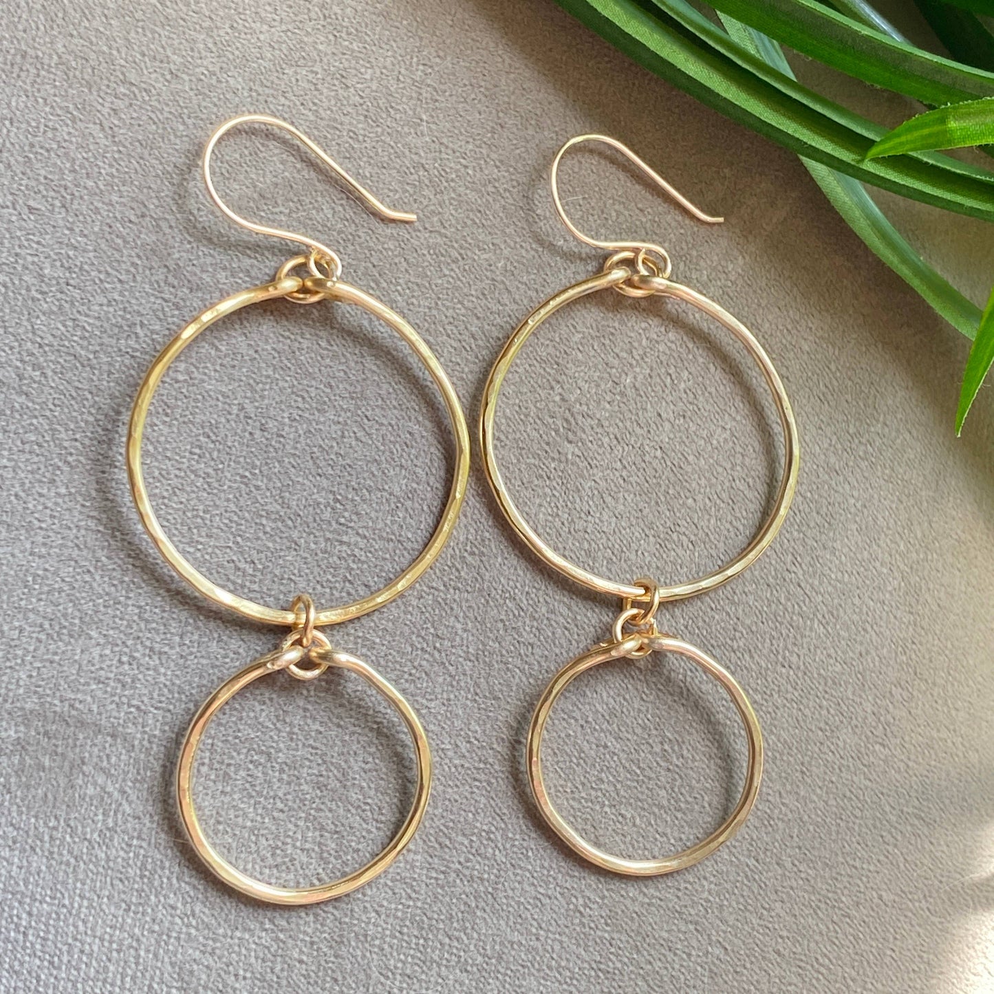 Marble Designs Jewelry - Gold Hammered Double Hoop Earrings
