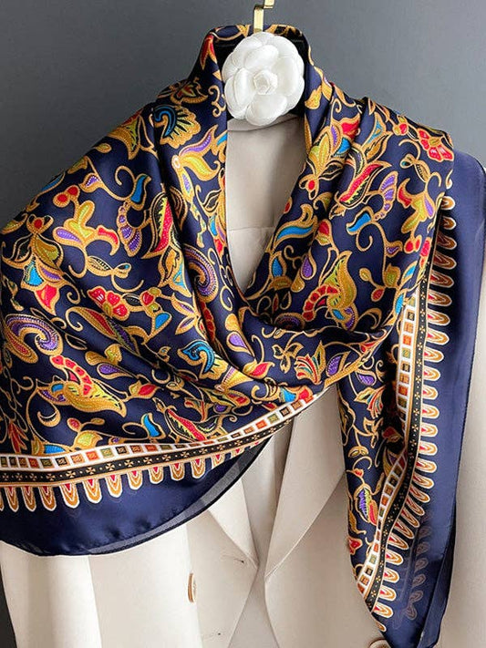 UZ Wholesale Store - Flower Print Sun Protection Shawl&Scarf: BLUE / One_size