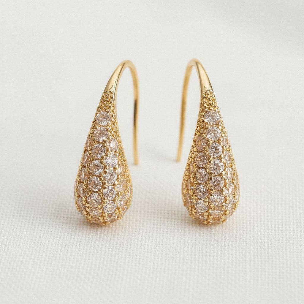 Ellemadera - French Vintage Cubic Zirconia Drop Earrings
