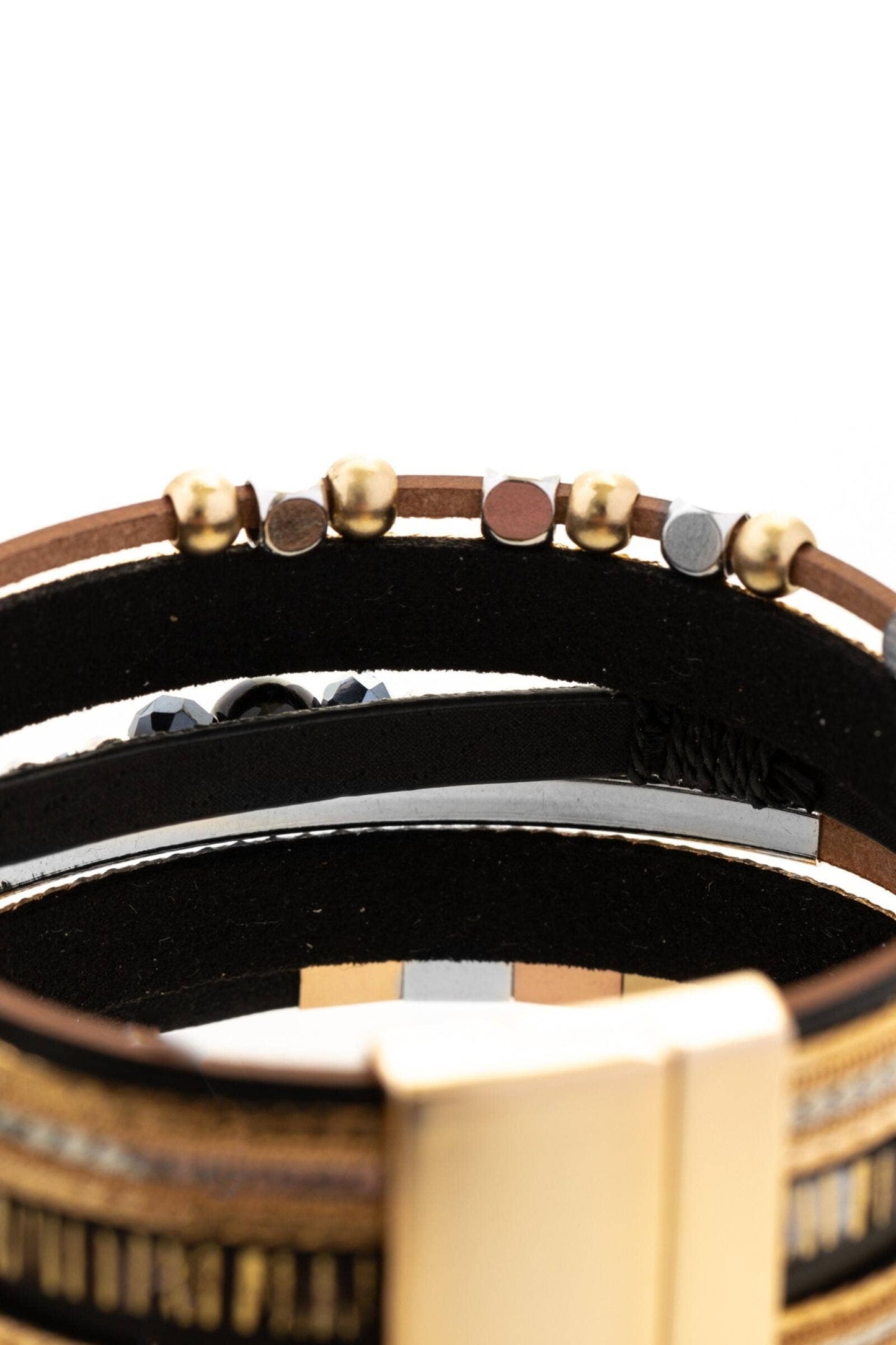 SAACHI - Metallic Beaded Bracelet: White