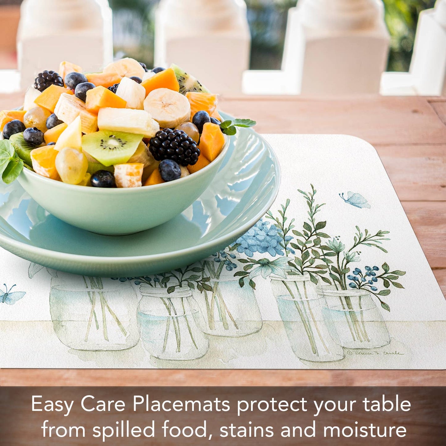 CounterArt/Highland Home/Thirstystone - Mason Jars & Florals Reversible Flexible Plastic Placemat