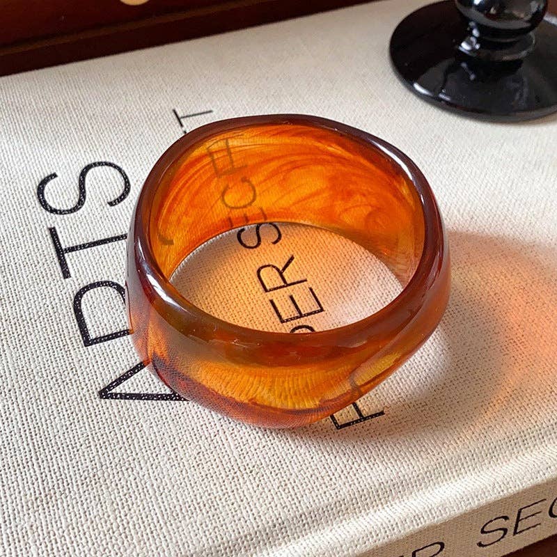 Dipped Shop - Multi-color Wide Irregular Simple Acrylic Bracelets DP25D620: Orange