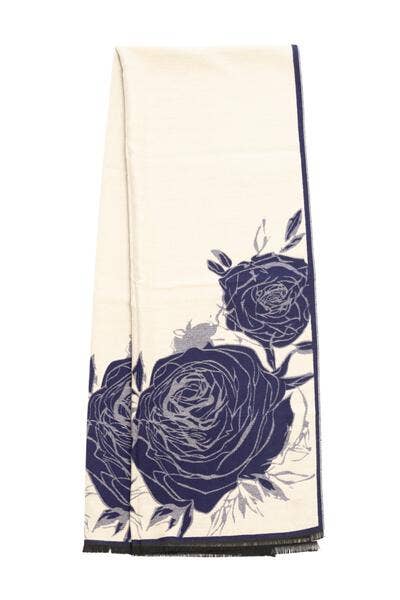 SAACHI - Fiore Reversible Rose Pattern Scarf: Red/Black