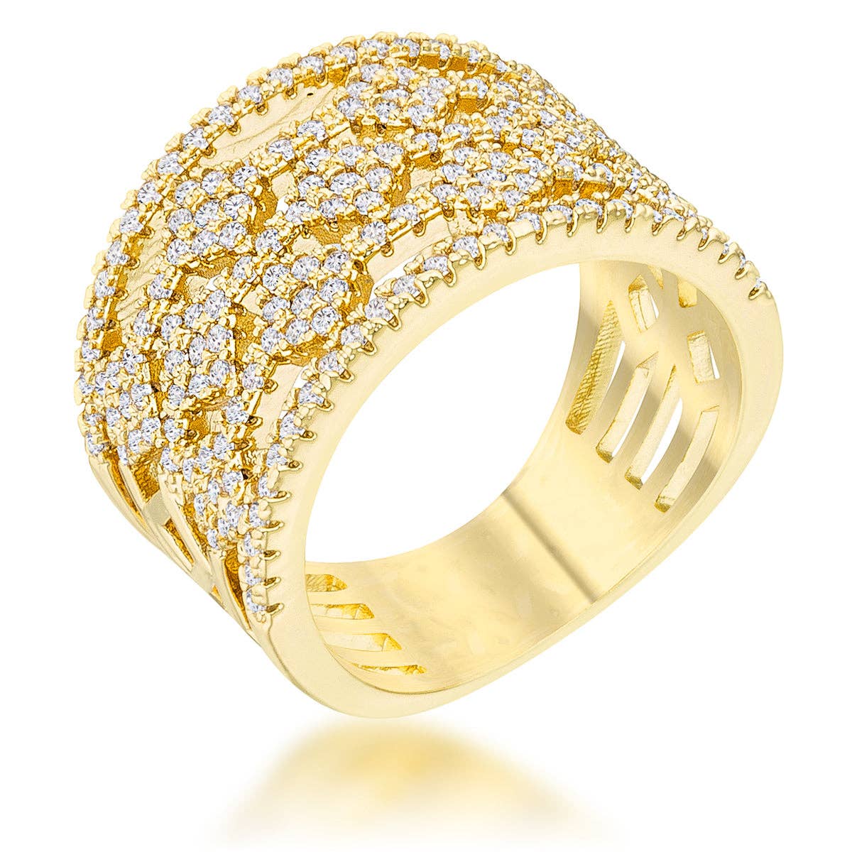 JGoodin - Marlene 0.6ct CZ 14k Gold Wide Band Cocktail Ring: 7