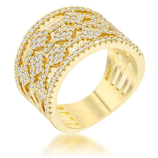 JGoodin - Marlene 0.6ct CZ 14k Gold Wide Band Cocktail Ring: 7