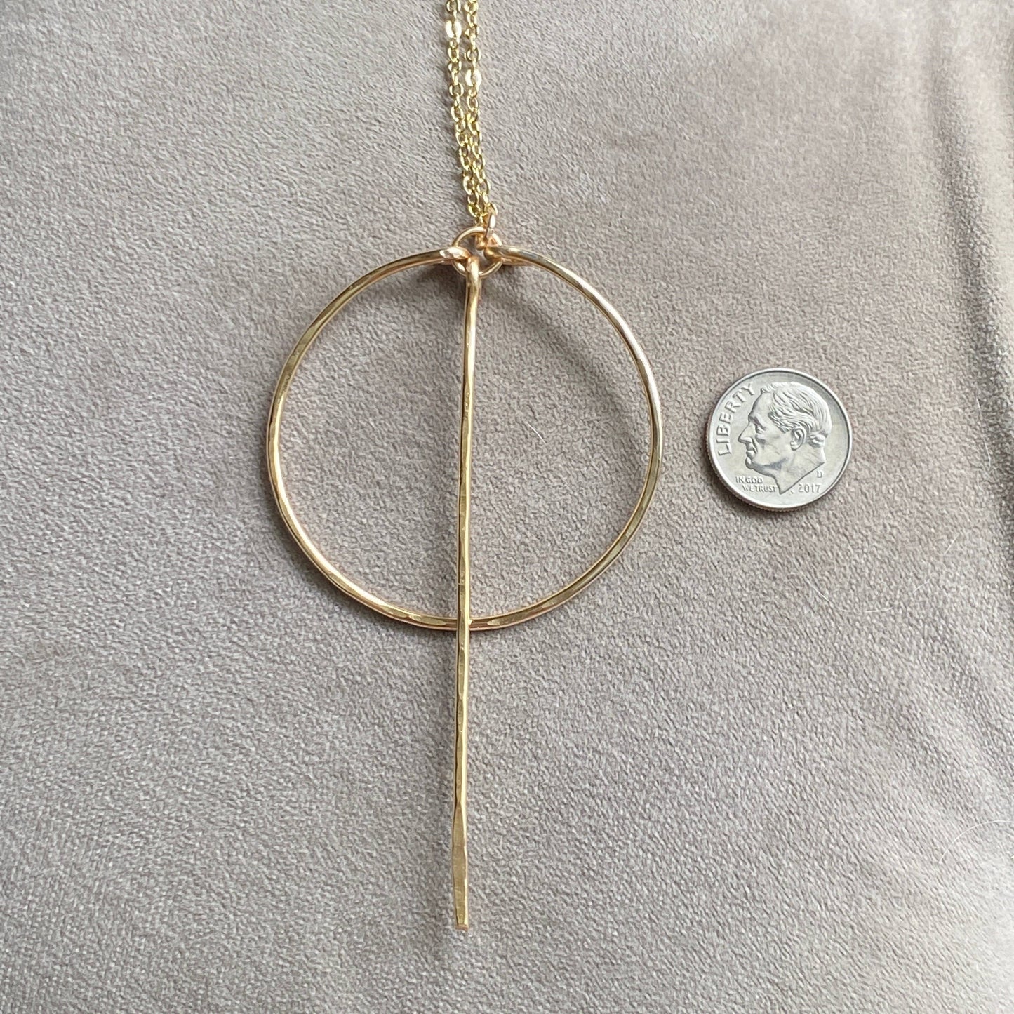 Marble Designs Jewelry - Gold Hoop Necklace Bar Hammered Metal Handmade: Gold Metal