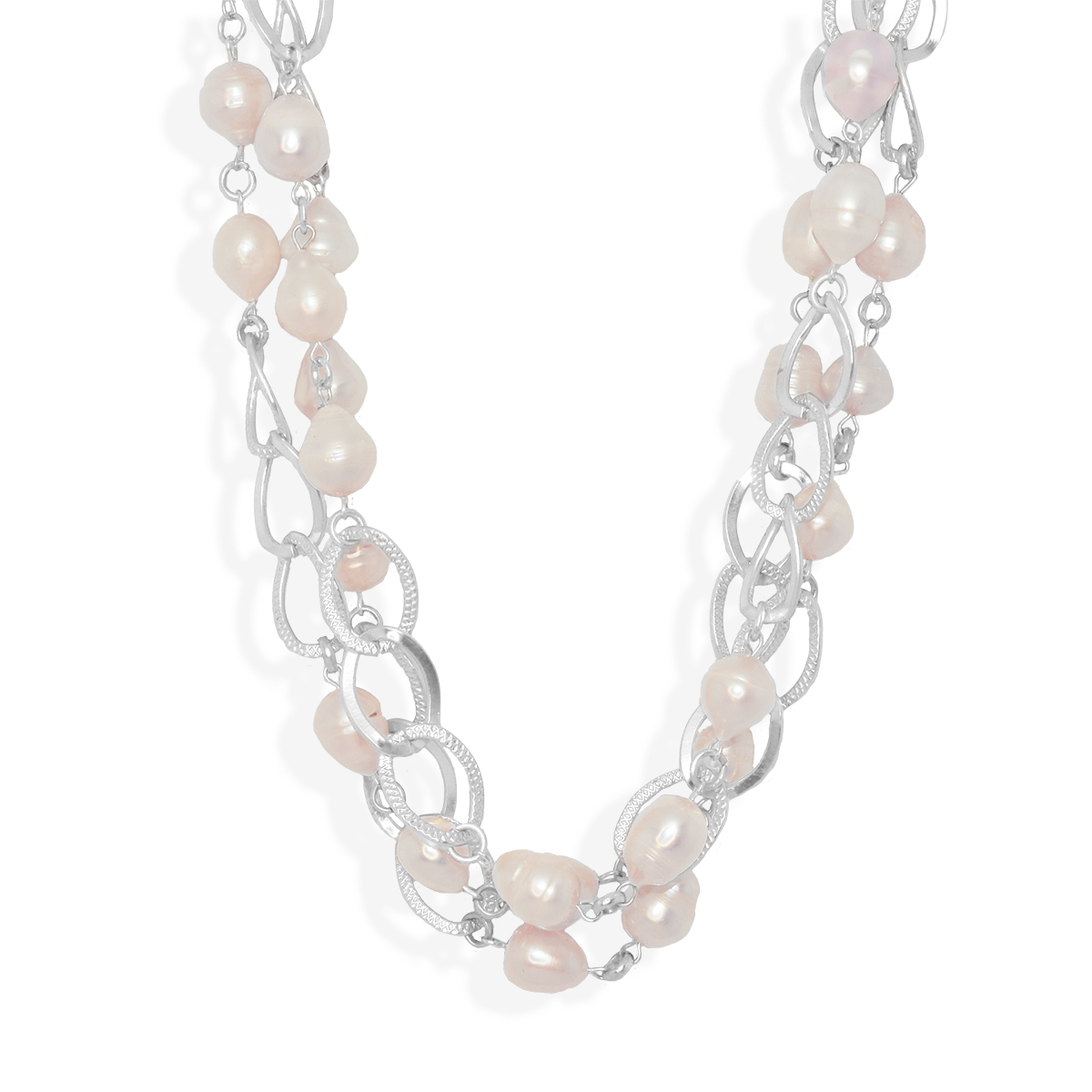 KARINE SULTAN - Chic Chain & Pearl Statement Necklace: Yellow Gold