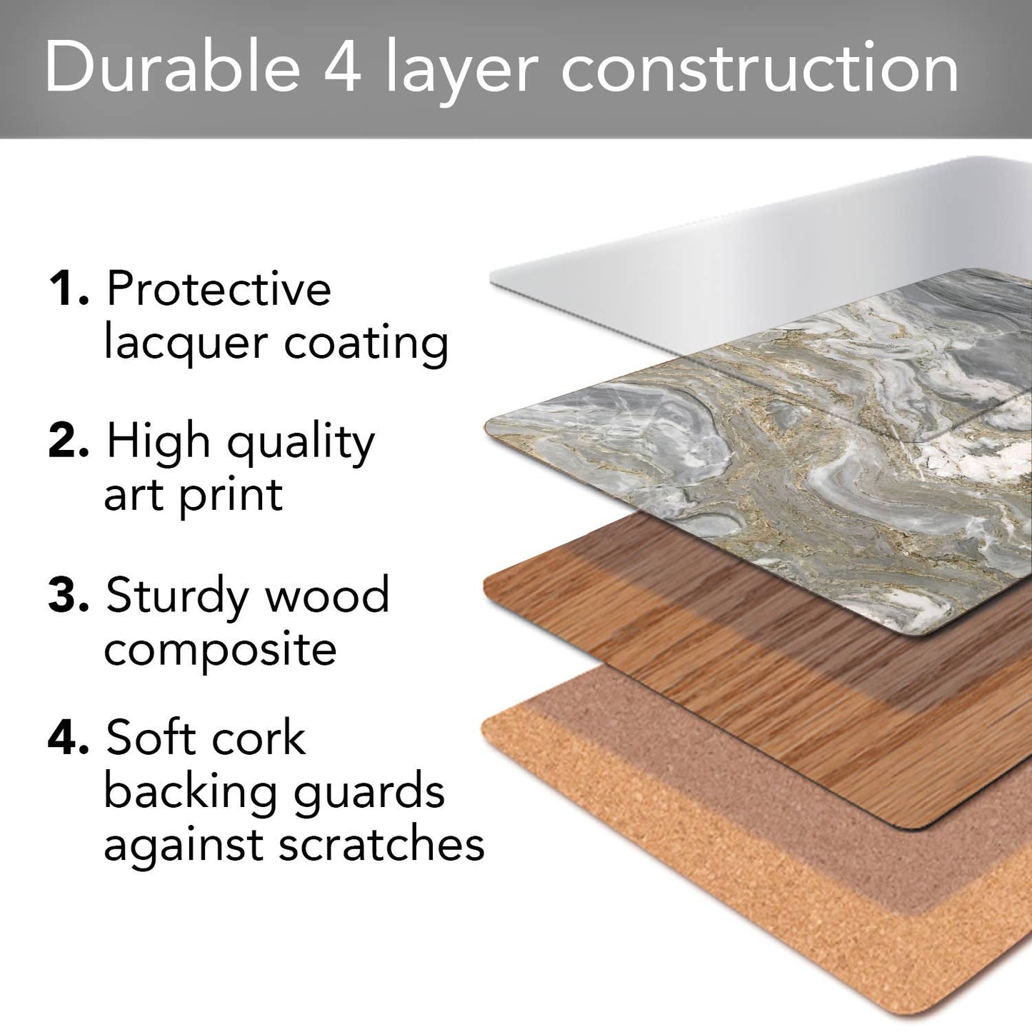 CounterArt/Highland Home/Thirstystone/CoasterStone - Cala Home Quartz Decorative Hardboard Placemats