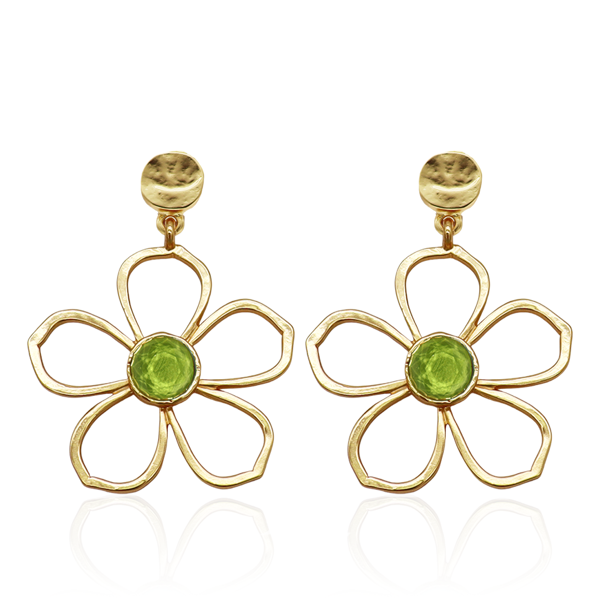 KARINE SULTAN - Bloom Drop Earrings - 24K Gold Plated: Iridescent Aquamarine