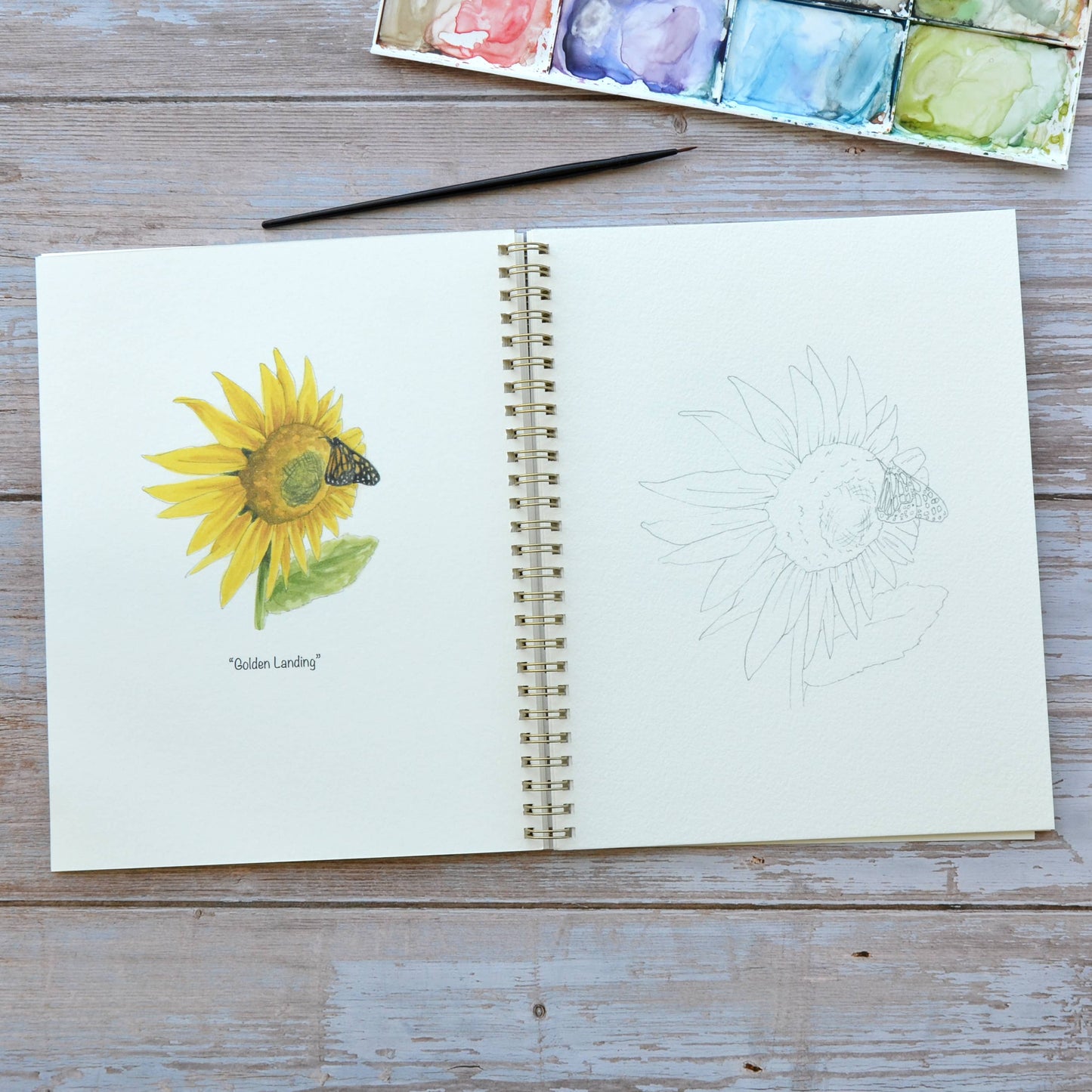 LKA Fine Art - Watercolor workbook, Sunflower Watercoloring book
