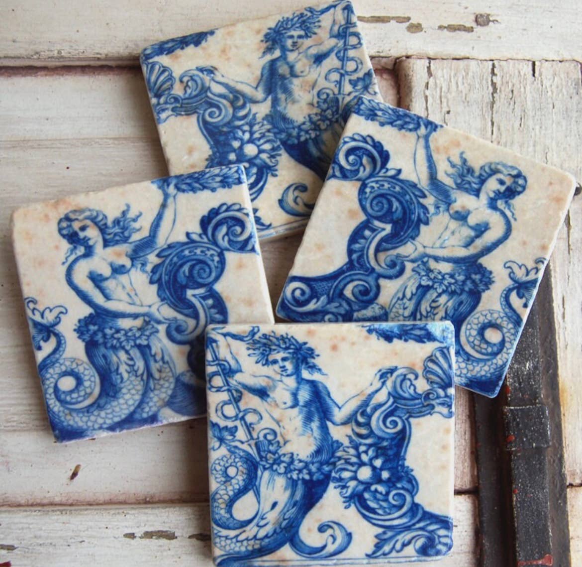 The Painted Lily - Mermaids stone coasters - case of 4