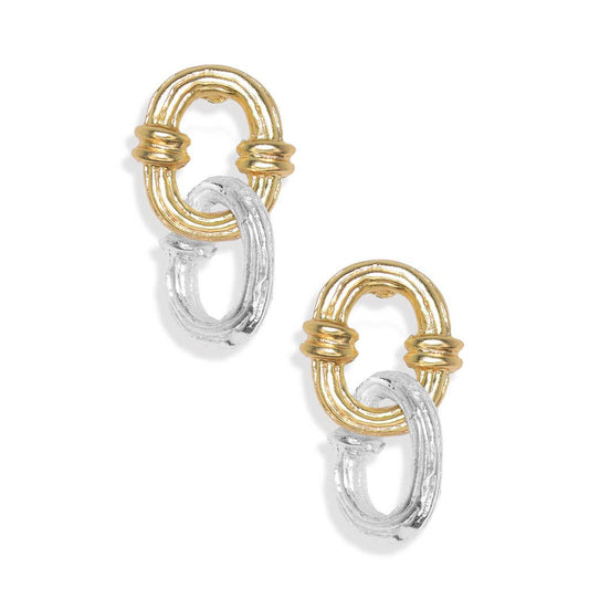 KARINE SULTAN - Mixed metal etched dangle link earring