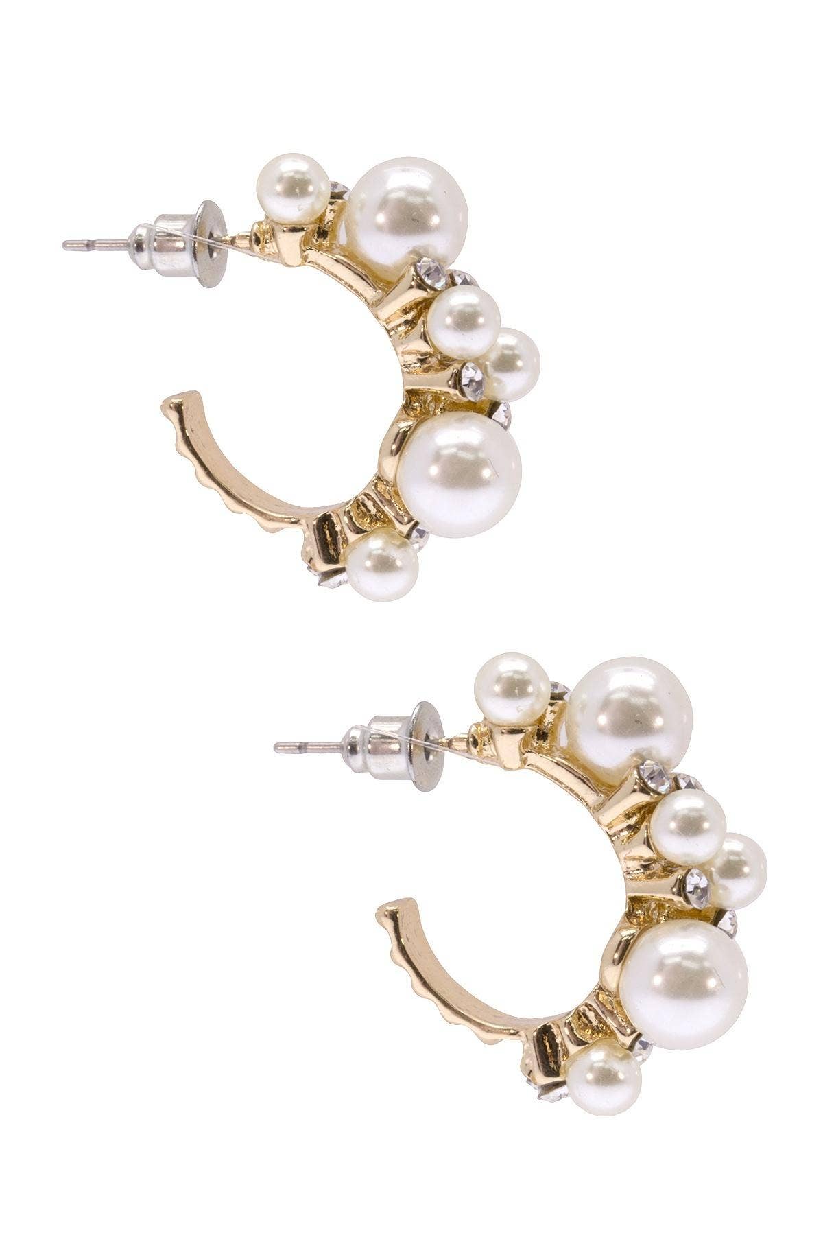 SAACHI - Scatter Genuine Pearl Hoop Earring With Crystal: Gold