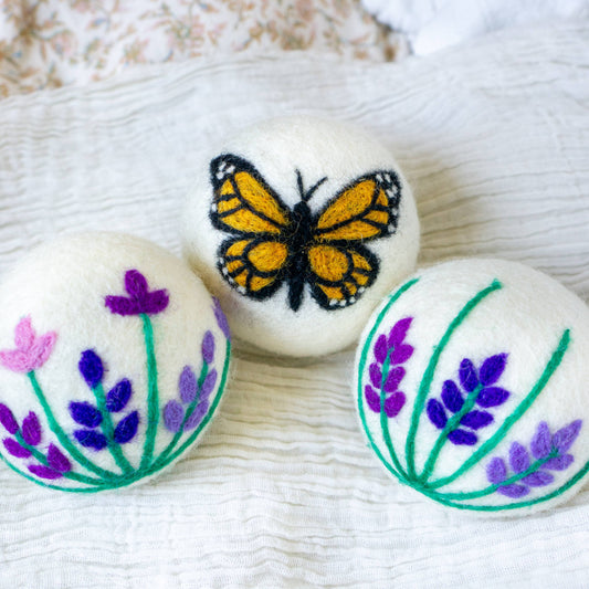 Friendsheep - Butterfly Lavender Fields Eco Wool Dryer Balls - Set of 3: PACKAGE FREE