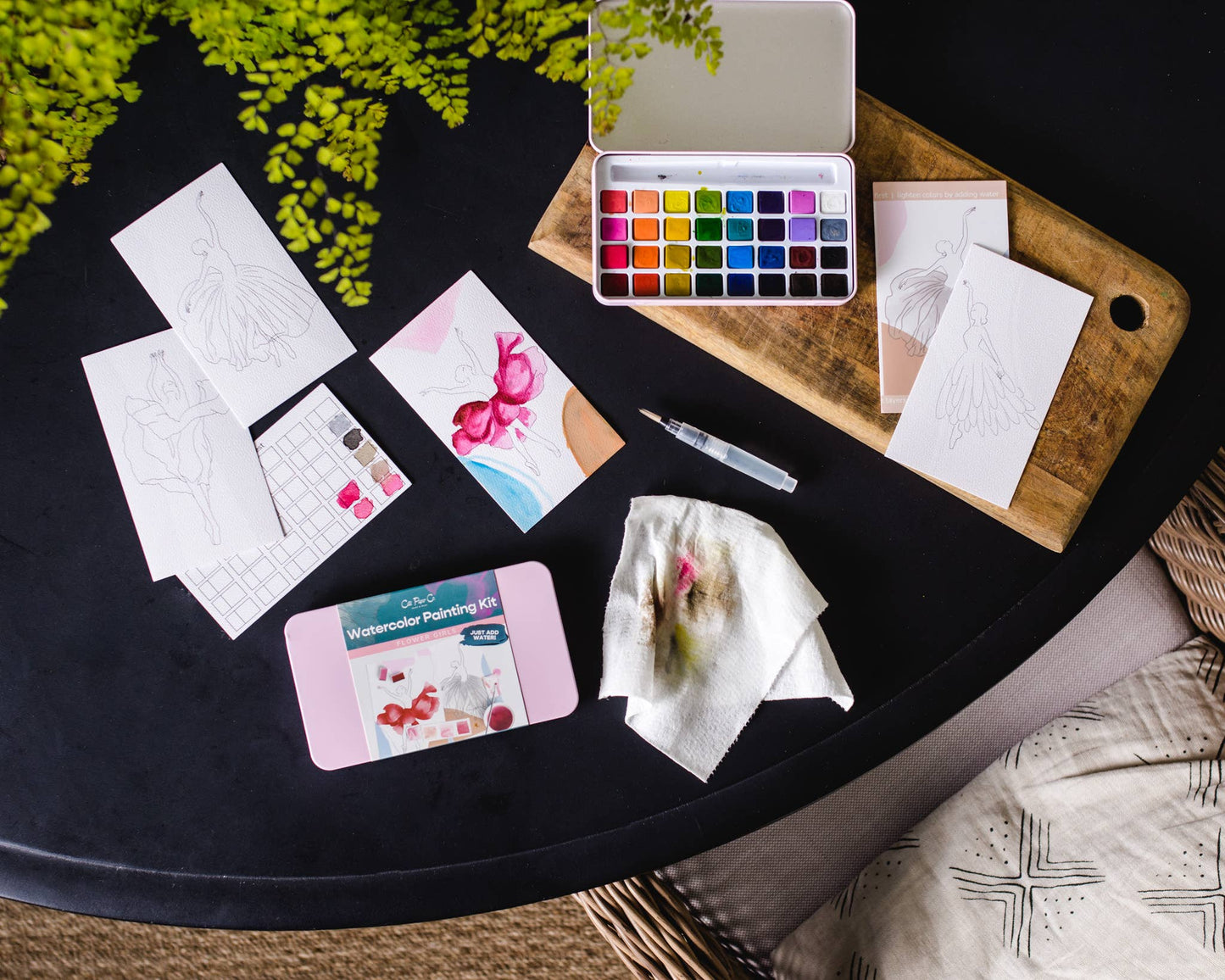 Cate Paper Co. - Flower Girls watercolor painting kit