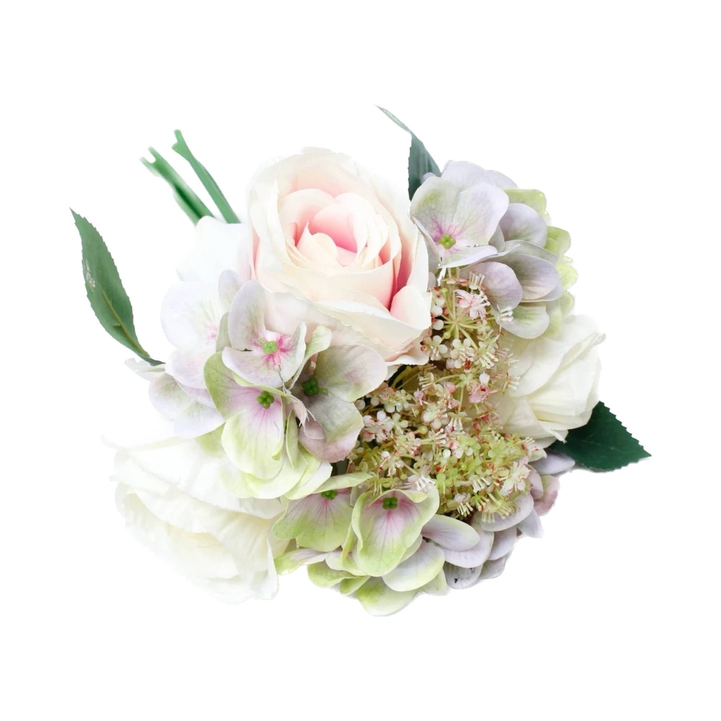Angel Isabella - 12"-Rose Hydrangea Pre-tied bouquet Faux Flowers: Mixed Hotpink blush