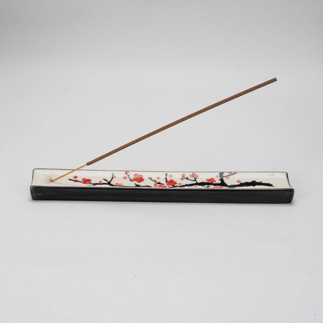 Urban Tokyo - Handpainted Ceramic Incense Holder 9 inch L Cherry Blossoms (1/72)