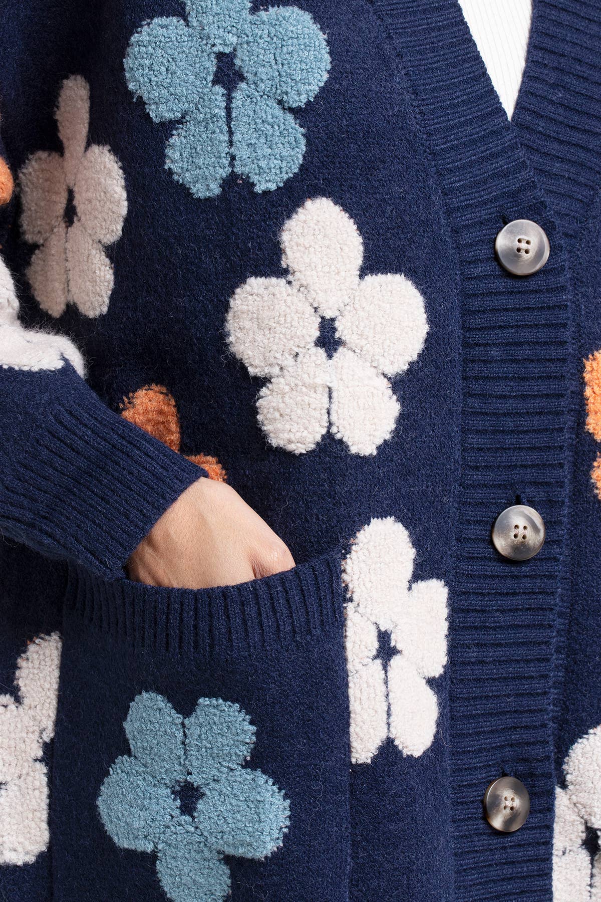 SAACHI - Autumn Floral Knit Cardigan: Green