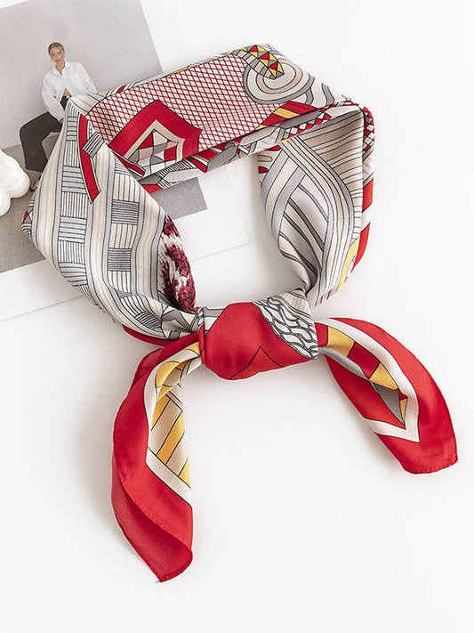 UZ Wholesale Store - Printed Striped Scarf: Red