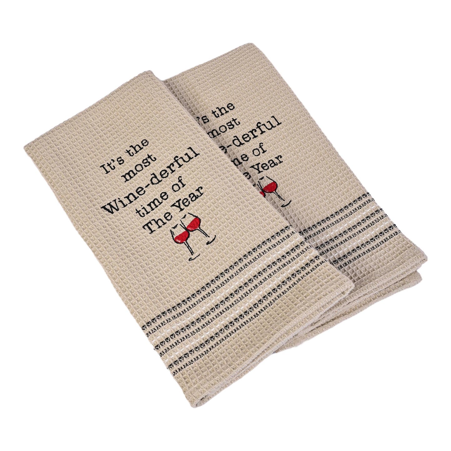 Mona B. - WINE-DERFUL TIME Of Tea Towel Set - 100% Cotton