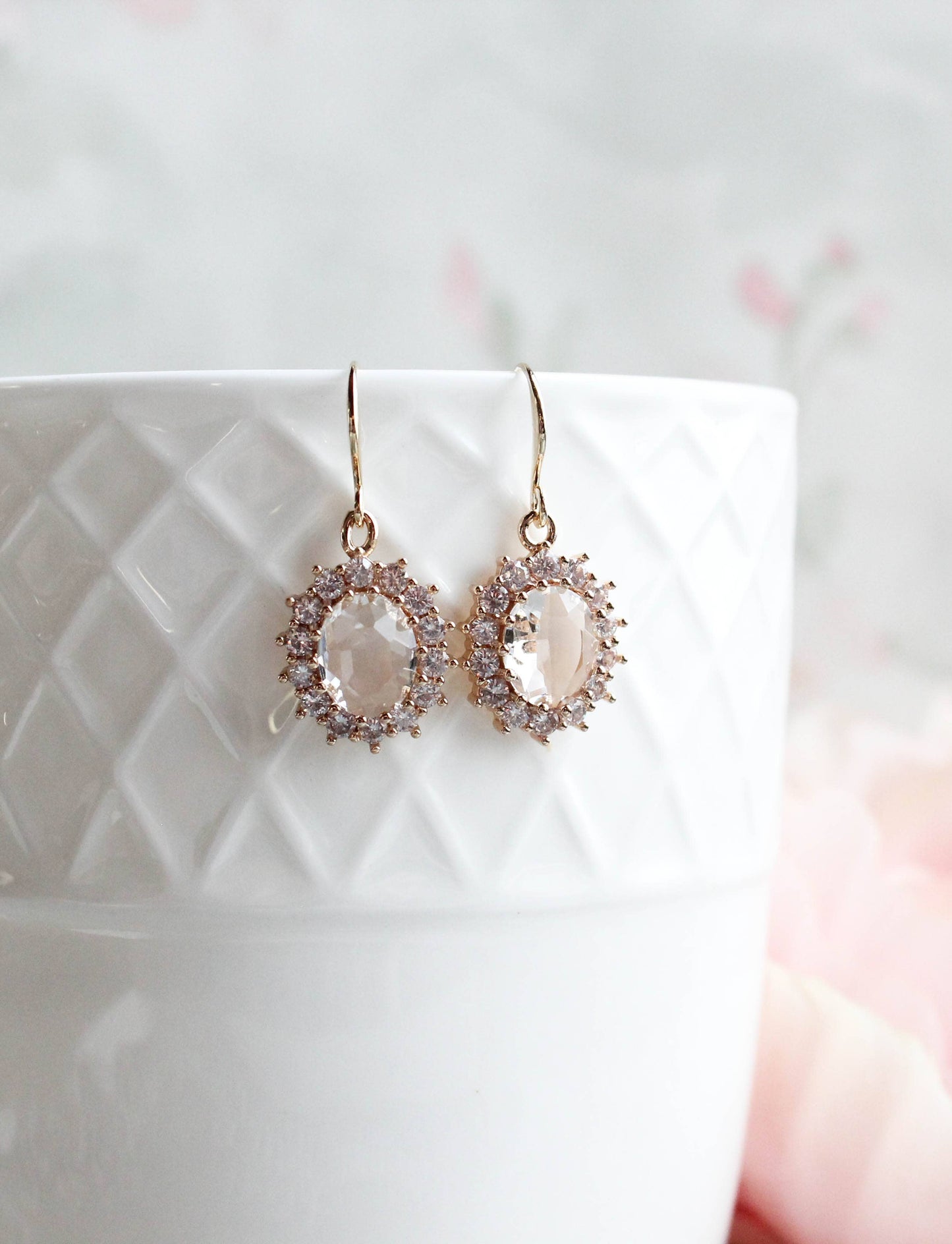 A Pocket of Posies - Sparkling Clear  Glass Earrings