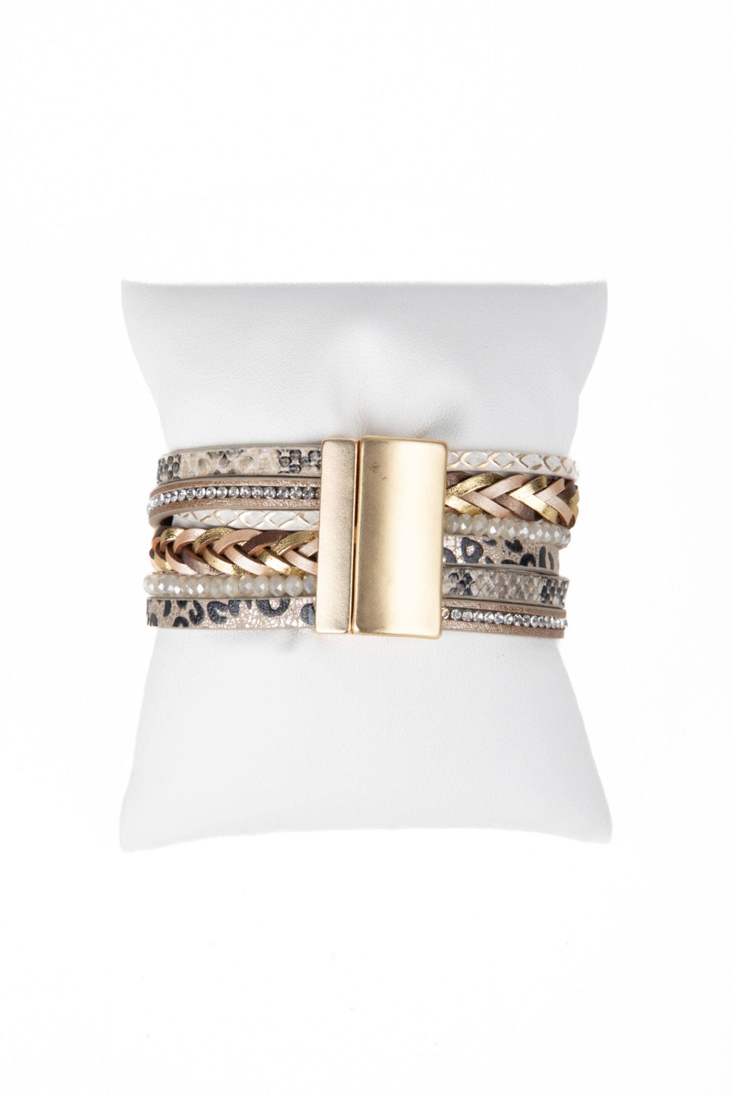 SAACHI - Patterned Leather Buckle Bracelet