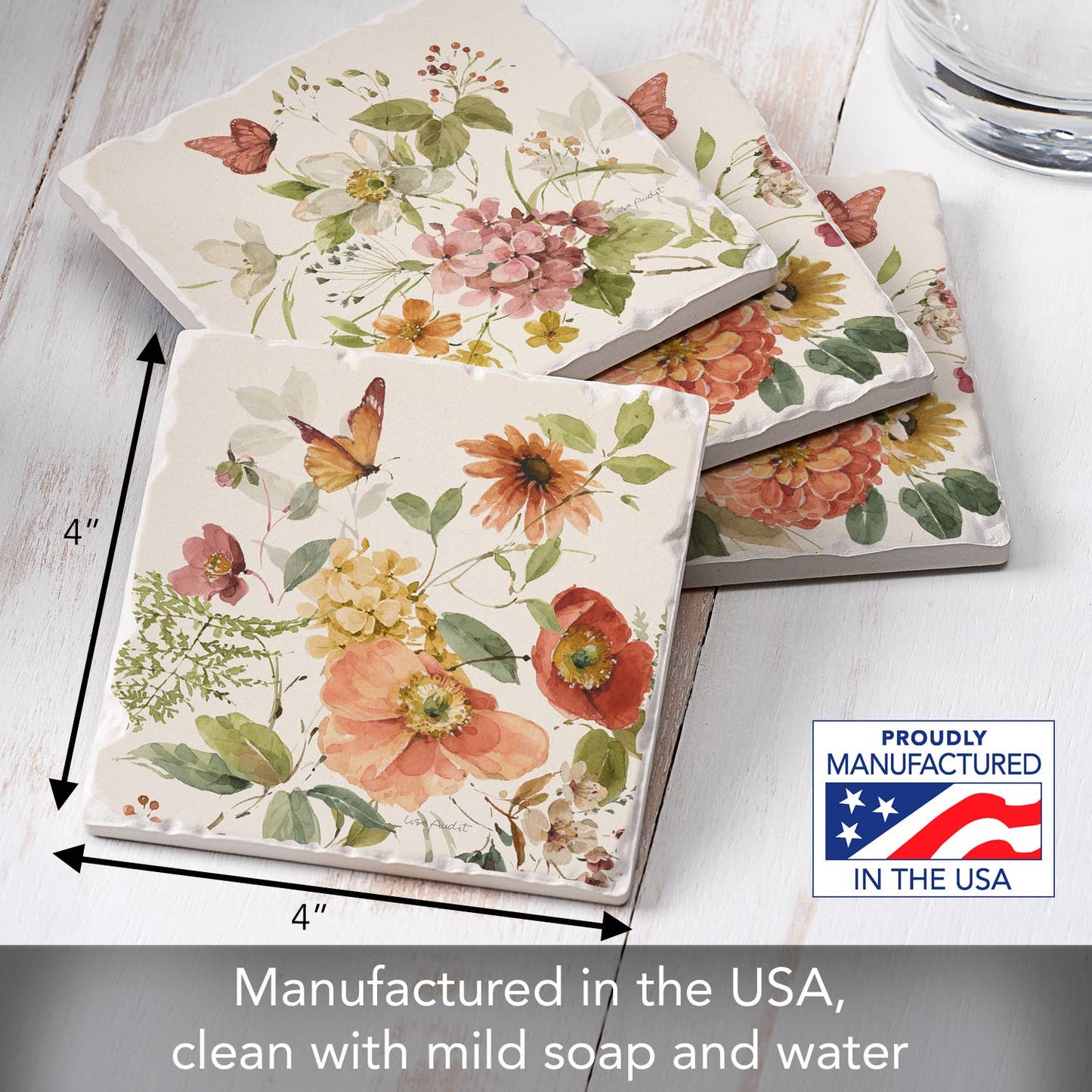CounterArt/Highland Home/Thirstystone - Nature's Blessings Asstd Image Tumbled Tile Coaster 4 Pack