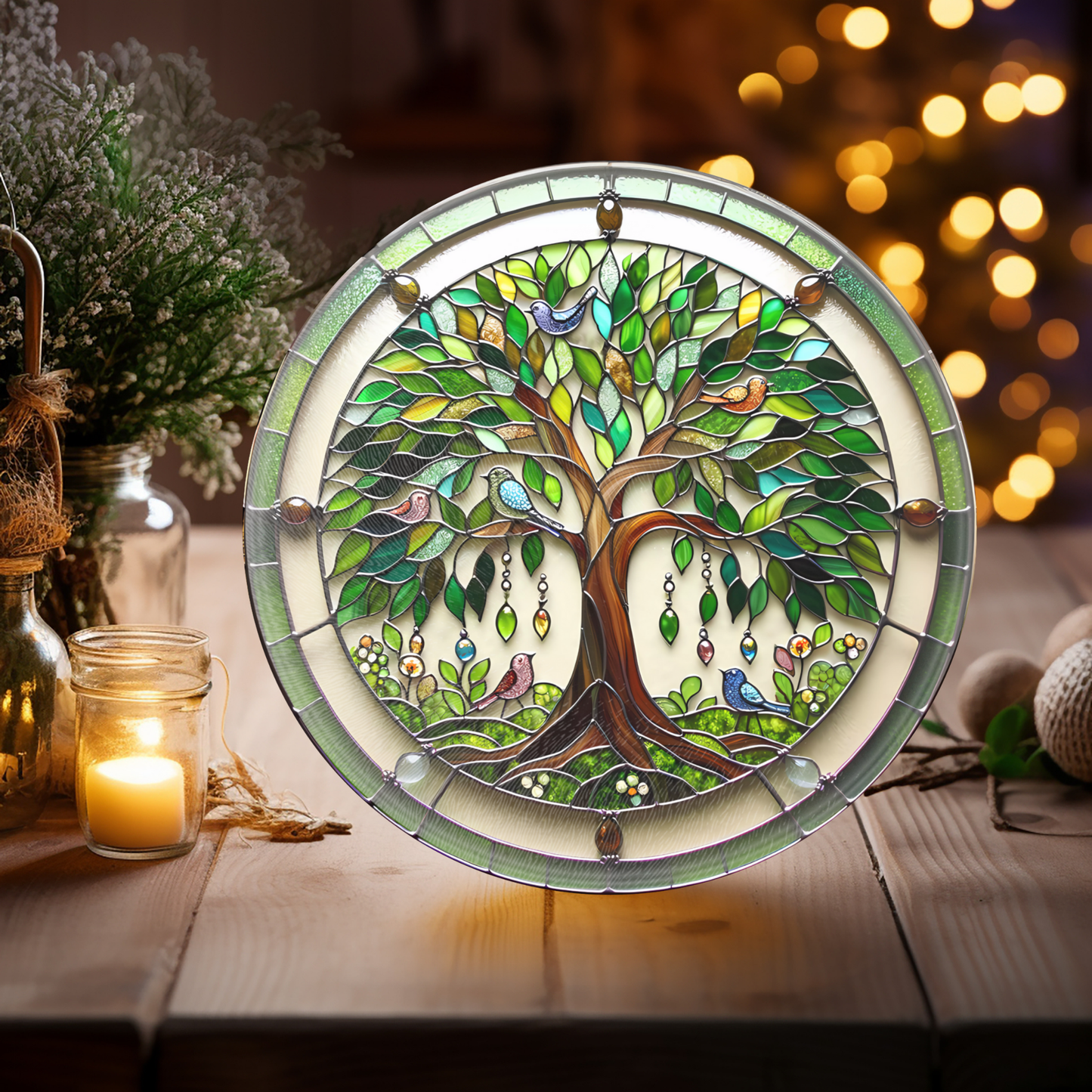 Fernville Creations - Glass Cutting Board, Tree of Life Design, Unique Family Gift: 12 - Inch