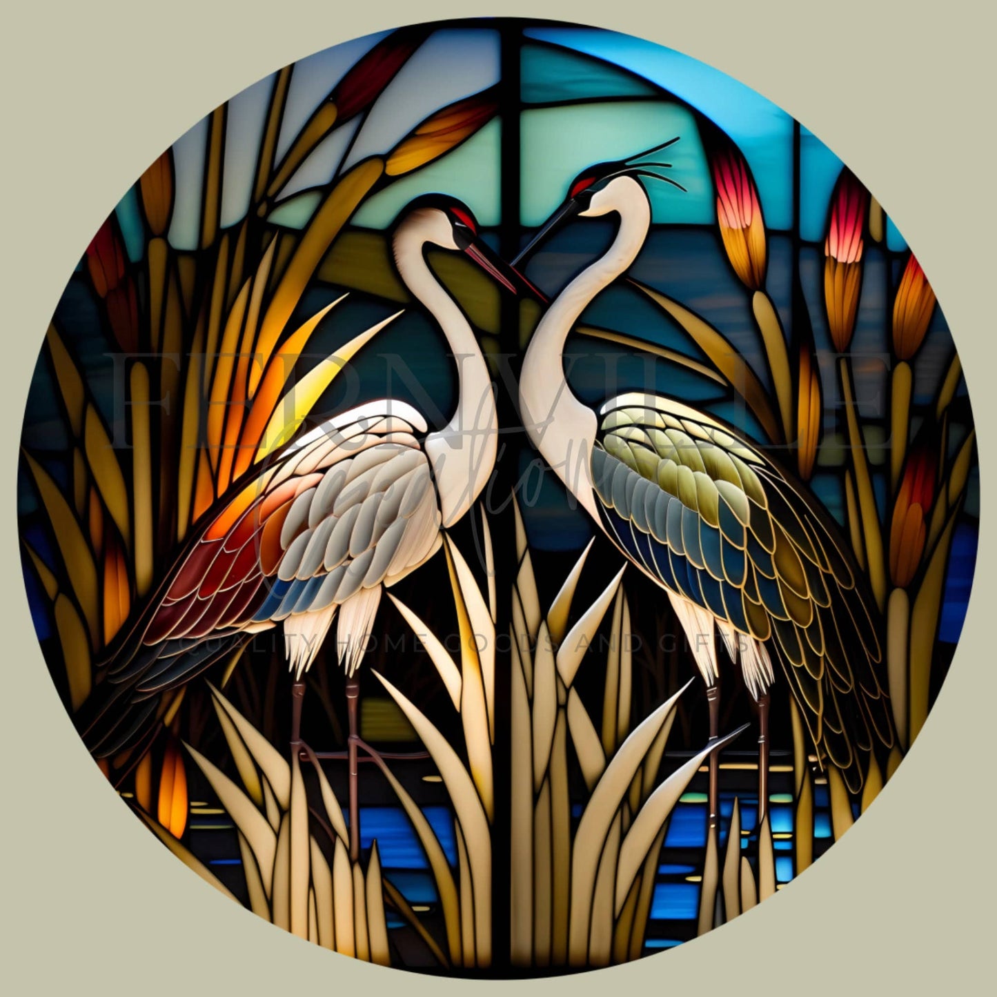 Fernville Creations - Crane Charcuterie Tempered Glass Cutting Board, Serving Tray: 12 - Inch