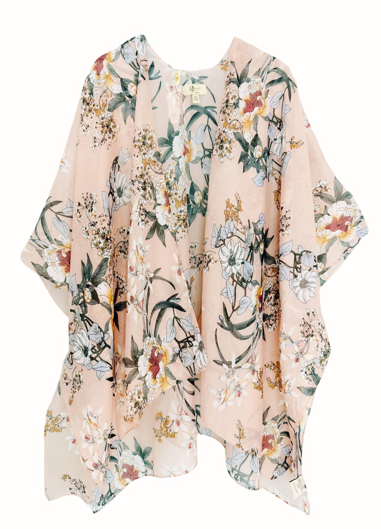 JC Sunny Fashion - 4 Colors--JC071231 Short Style Floral Kimono: Red