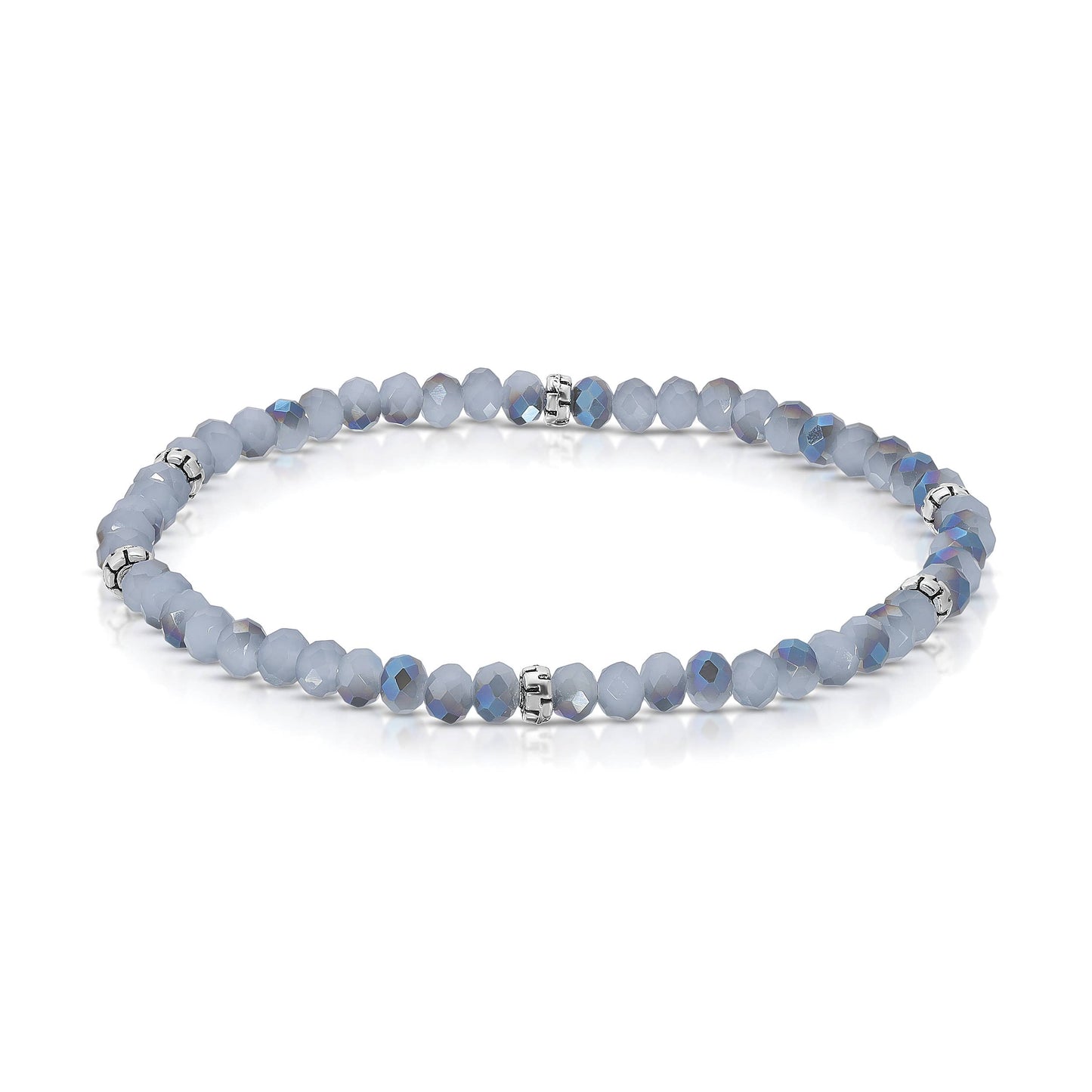 My Fun Colors - Mini Crystal Beaded Stretch Bracelet | So Many Great Colors!: Twilight Sky+Silver Accent (MC1107S)