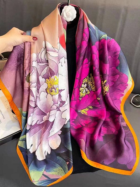UZ Wholesale Store - Floral Printed Scarf Headband: PURPLE / One_size