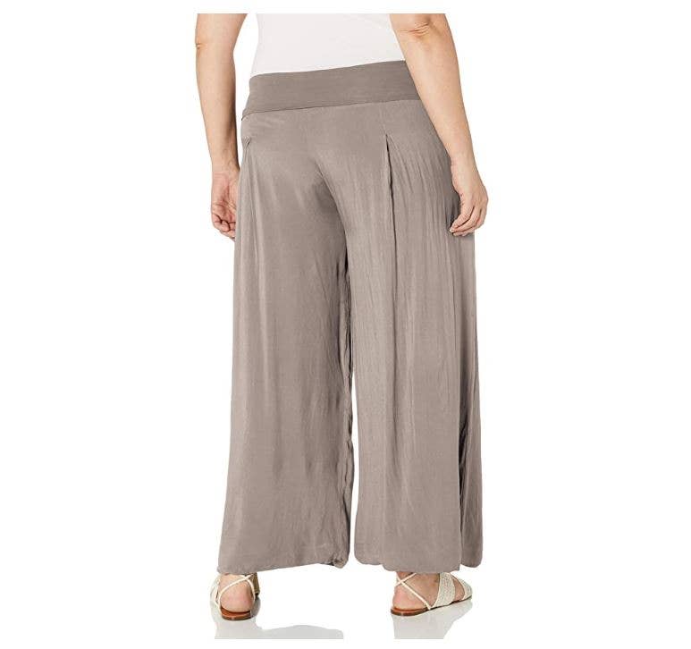 M Made In Italy - Plus Size Maxi Wide Leg Pant: Taupe / 1X