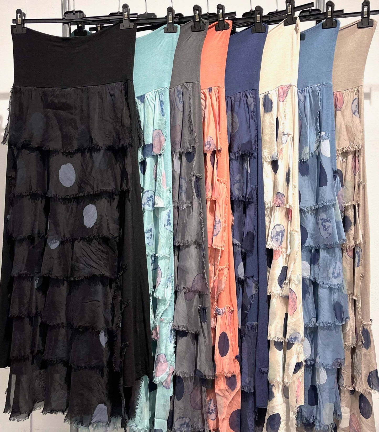 Dance in Paris - Silk Tear Dotted Skirt: Black / One Size