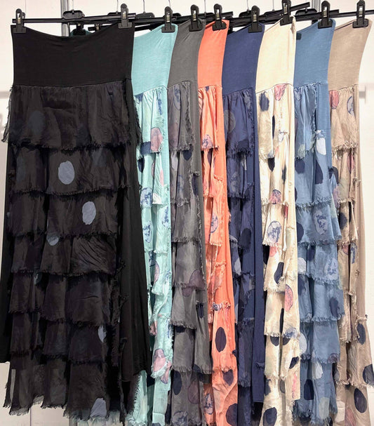 Dance in Paris - Silk Tear Dotted Skirt: Black / One Size