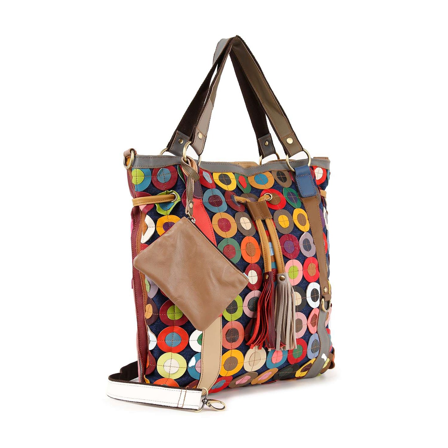 Handbag Express - Genuine Leather Oversized Tote Handbag: Multi